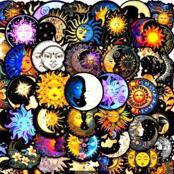 40pc Colorful Sun and Moon Sticker Set - Picture 1 of 1
